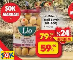 LİO BİBERLİ YEŞİL ZEYTİN (181-200) 400 G LİO BİBERLİ YEŞİL ZEYTİN (181-200) 400 G